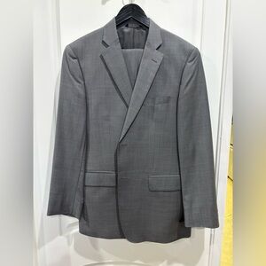 Men's Slim Fit Suit - Light Grey with light Blue Pinstripe
